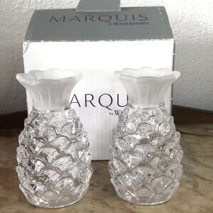 Waterford Crystal Pineapple Salt & Pepper Shakers 3 " Czeck Republic New in Box